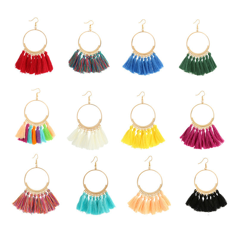 Tassel Hoop Drop Earrings