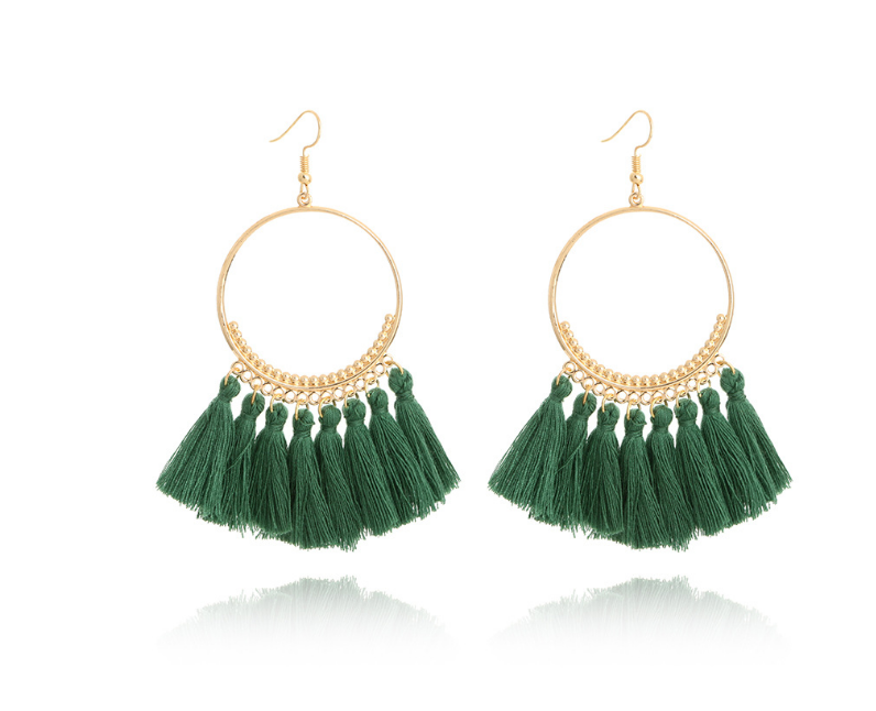 Tassel Hoop Drop Earrings