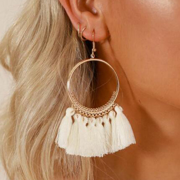 Tassel Hoop Drop Earrings