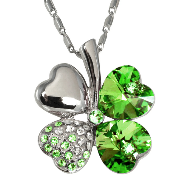 Green Crystal Clover Necklace