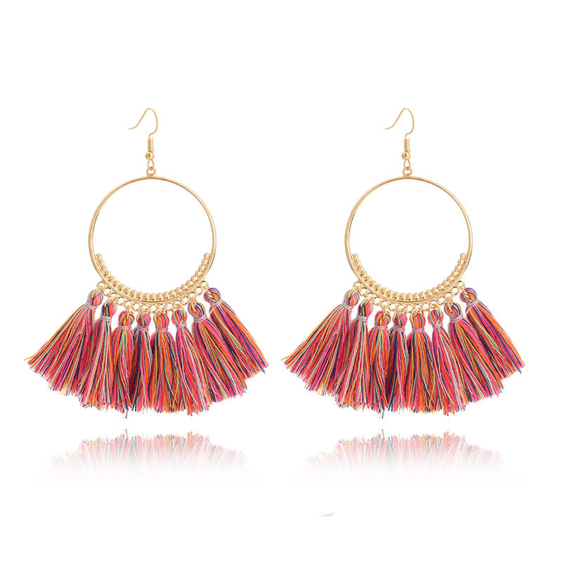 Tassel Hoop Drop Earrings