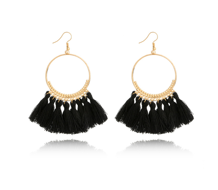Tassel Hoop Drop Earrings