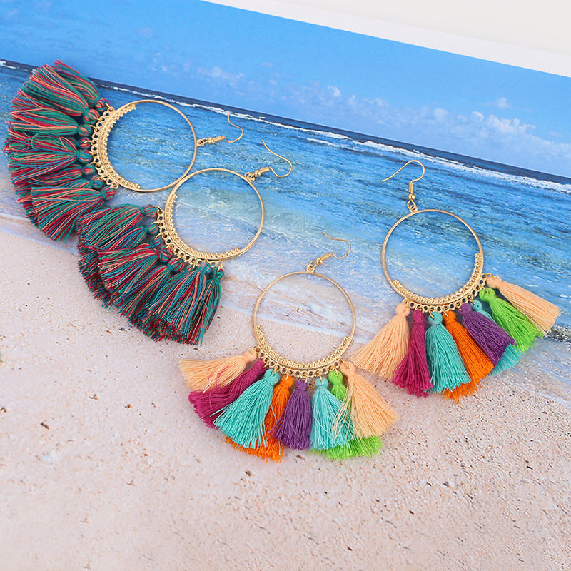 Tassel Hoop Drop Earrings
