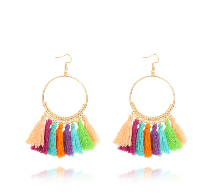 Tassel Hoop Drop Earrings