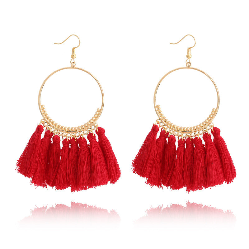 Tassel Hoop Drop Earrings